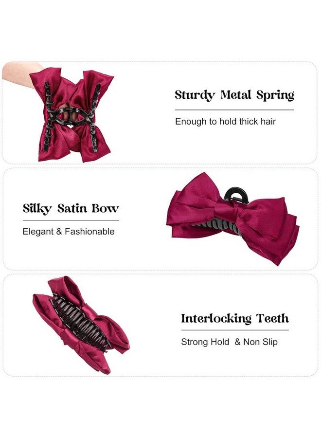 CHIROGRAPHY 6 Pcs Hair Bows for Women Girls Hair Bow Clips Bow Knot Hair Claw Clips Silky Satin Non Slip Bow Hair Accessories for Thick Thin Hair Valentine's Day Gifts |MULTICOLOR - Image 3