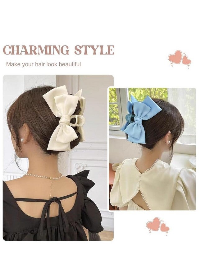 CHIROGRAPHY 6 Pcs Hair Bows for Women Girls Hair Bow Clips Bow Knot Hair Claw Clips Silky Satin Non Slip Bow Hair Accessories for Thick Thin Hair Valentine's Day Gifts |MULTICOLOR - Image 5