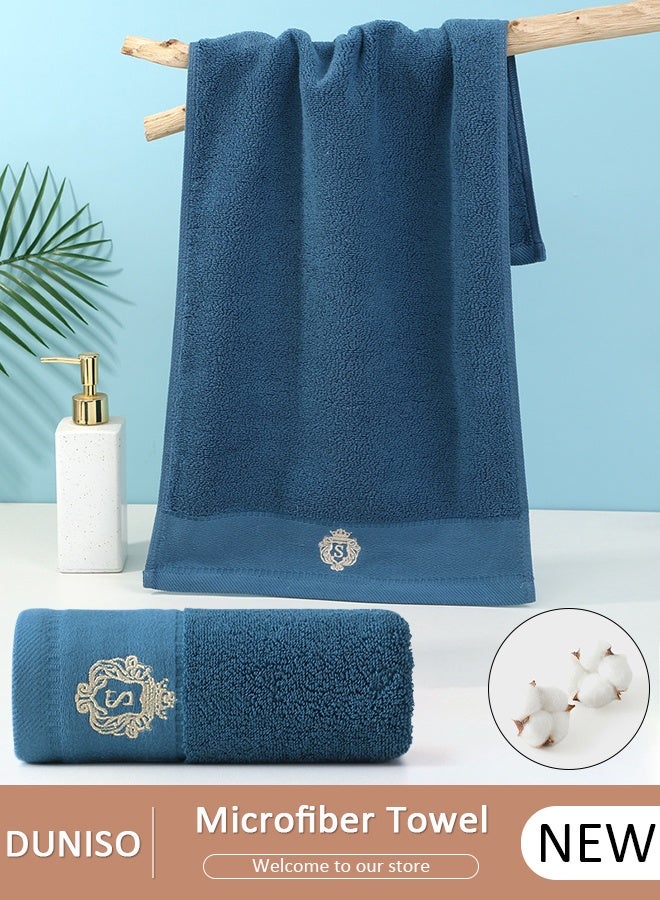 DUNISO Blue Lake-Colored Towel,Thickened and Enlarged Bath Towel with Embroidery and Custom Logo Design,Multipurpose Use as Bath Fitness, Bathroom, Shower, Sports, Yoga Towel，The Size of The Towel is 40 * 80 - Image 1