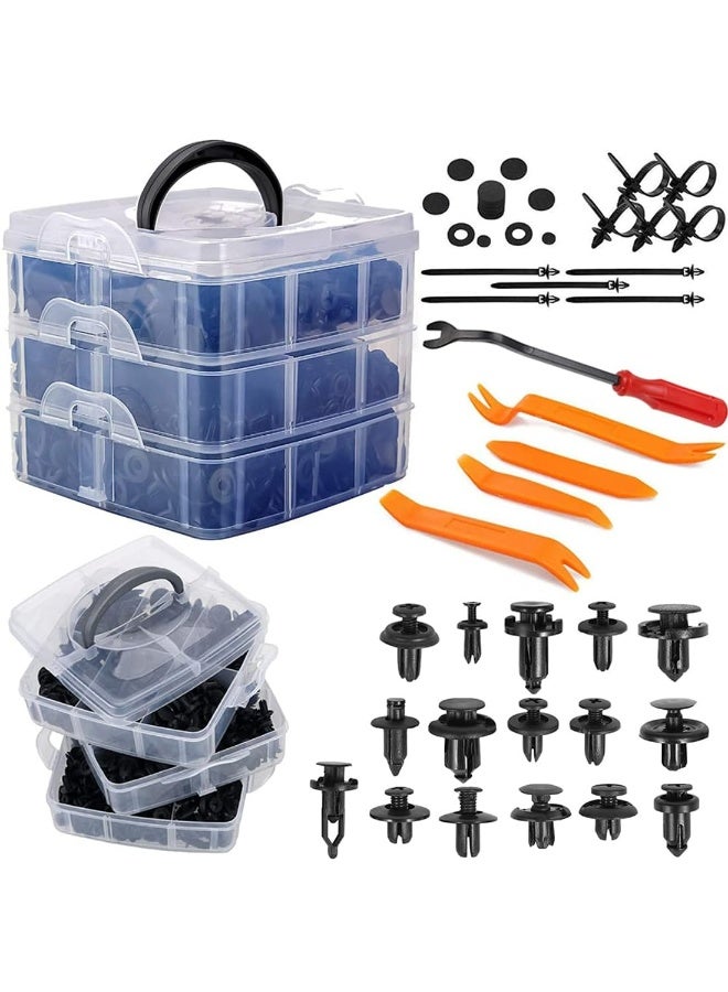 CMGTYYD 665pcs Car Push Retainer Clips,Fasteners Rivets Clips, Car Plastic Fasteners Retainer Kit with 16 Most Popular Size Door Trim Panel Clips for GM Ford Toyota Honda Nissan etc - Image 1