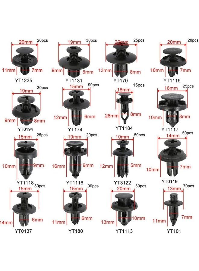 CMGTYYD 665pcs Car Push Retainer Clips,Fasteners Rivets Clips, Car Plastic Fasteners Retainer Kit with 16 Most Popular Size Door Trim Panel Clips for GM Ford Toyota Honda Nissan etc - Image 2