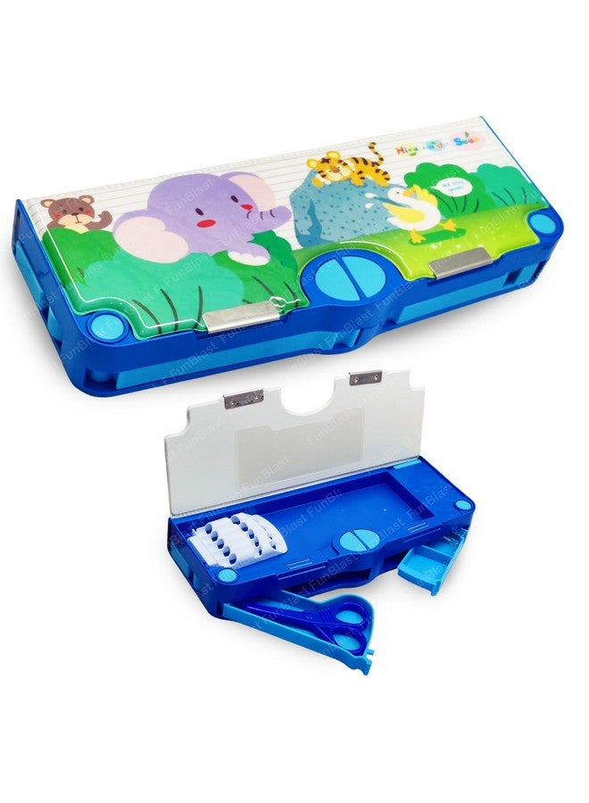 FunBlast Plastic Magnetic Stylish Multicolor Pencil Case With Sharpener - Pencil Box For Kids, Stationary Organizer Pencil Box (Random Print) - Image 1