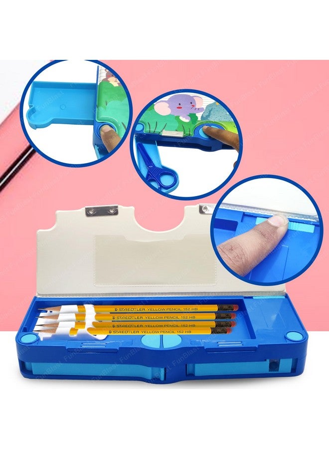 FunBlast Plastic Magnetic Stylish Multicolor Pencil Case With Sharpener - Pencil Box For Kids, Stationary Organizer Pencil Box (Random Print) - Image 5