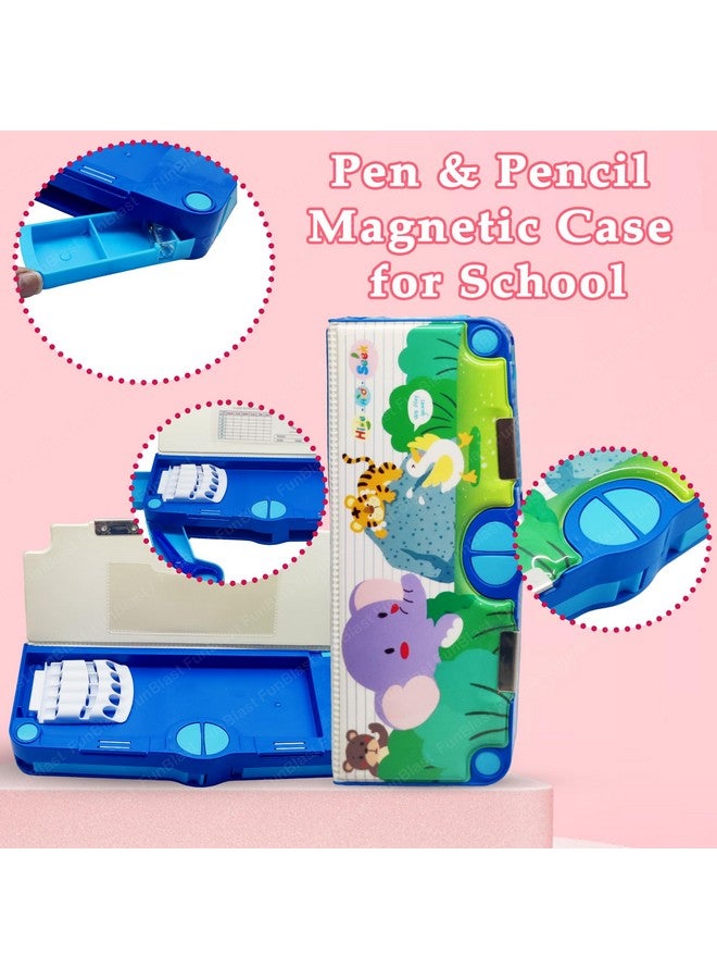 FunBlast Plastic Magnetic Stylish Multicolor Pencil Case With Sharpener - Pencil Box For Kids, Stationary Organizer Pencil Box (Random Print) - Image 4