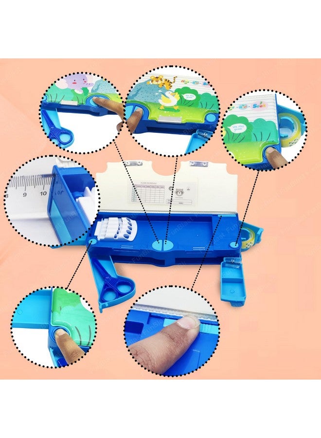 FunBlast Plastic Magnetic Stylish Multicolor Pencil Case With Sharpener - Pencil Box For Kids, Stationary Organizer Pencil Box (Random Print) - Image 3