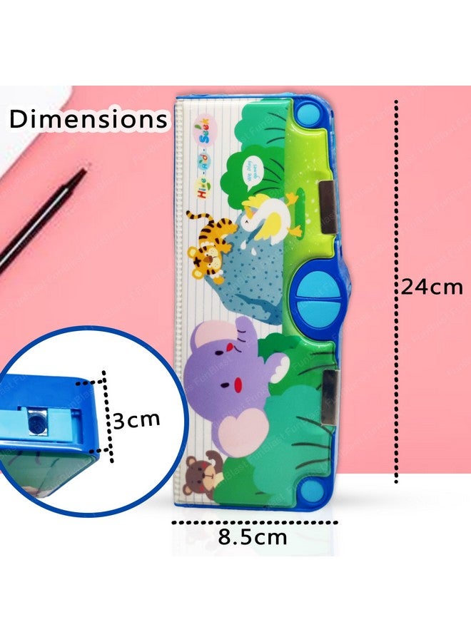 FunBlast Plastic Magnetic Stylish Multicolor Pencil Case With Sharpener - Pencil Box For Kids, Stationary Organizer Pencil Box (Random Print) - Image 2