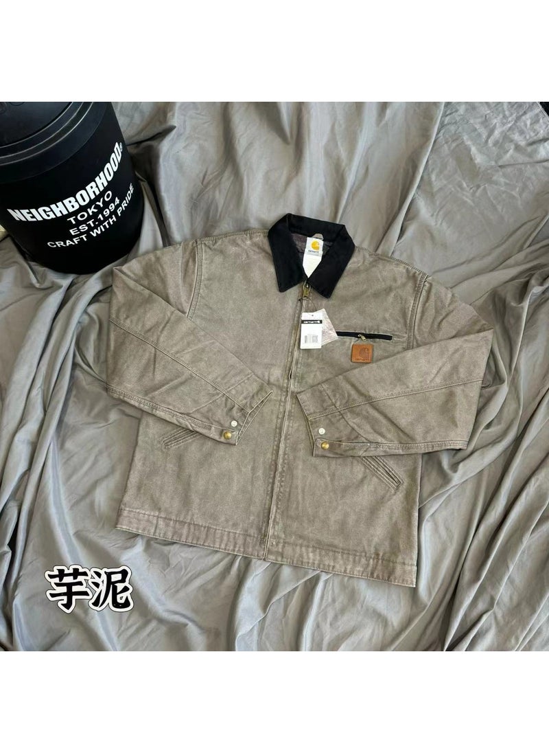 Generic - Vintage Style J97 Heavy Duty American Washing Jacket Canva Loose Fit Plus Size Special Occasion Jacket Rare Color Taro paste - Image 1