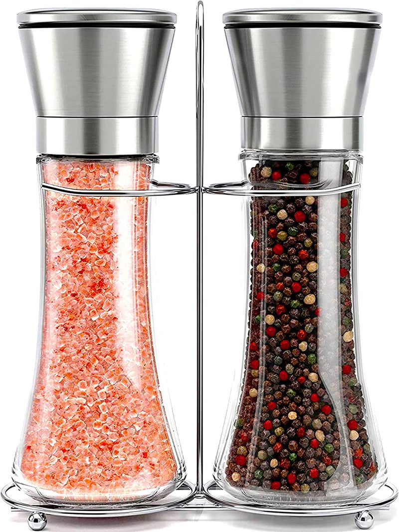Willow & Everett Salt And Pepper Grinder Set - Stainless Steel Refillable Salt & Peppercorn Shakers - Image 1