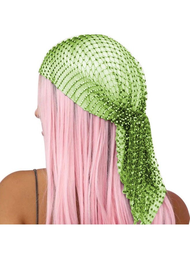 Aibearty Women Girls Mesh Rhinestone Headbands Glitter Hollow Out Wide Hairbands Elastic Turban Kerchiefs Crystal Headscarfs Wrap for Rave Party Festival Nightclub - Image 1