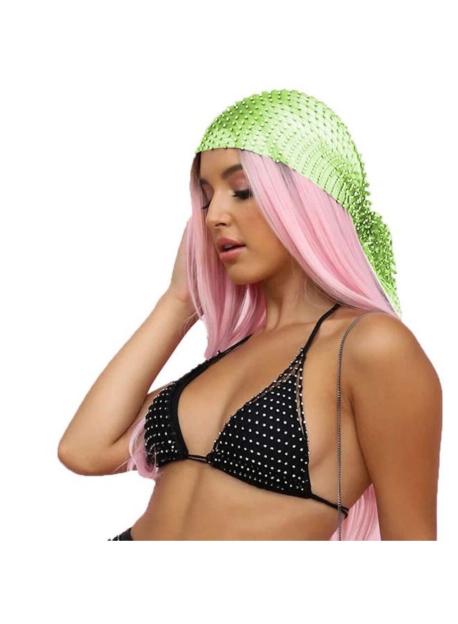 Aibearty Women Girls Mesh Rhinestone Headbands Glitter Hollow Out Wide Hairbands Elastic Turban Kerchiefs Crystal Headscarfs Wrap for Rave Party Festival Nightclub - Image 2