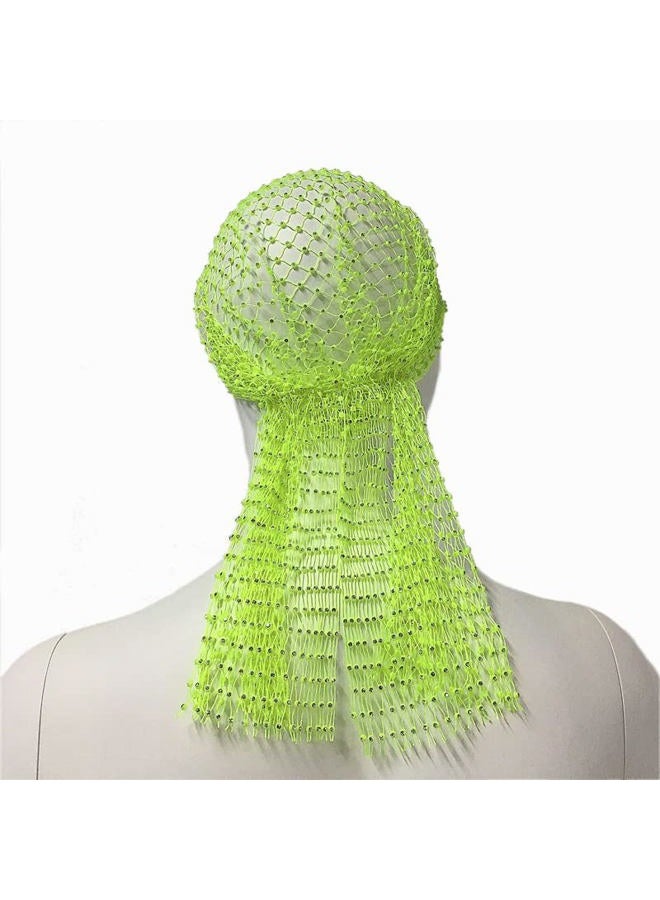 Aibearty Women Girls Mesh Rhinestone Headbands Glitter Hollow Out Wide Hairbands Elastic Turban Kerchiefs Crystal Headscarfs Wrap for Rave Party Festival Nightclub - Image 4
