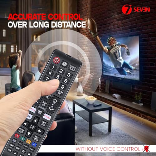 7-Seven 7SEVEN® Compatible with Samsung TV Remote Suitable for Smart 4K Crystal HDR OLED LED LCD QLED UHD Curved Television Non Voice Command - Match Remotes Keys Exactly with Existing Remote - Image 2