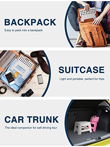 Dyforce Folding Step Stool 9 Inch, Kids Step Stool, Heavy Duty Step Stools for Adults, Compact Foot Stools, Light-Weight Toddler Step Stools for Kitchen, Bathroom, Holds Up to 300 lbs (White) - Image 3