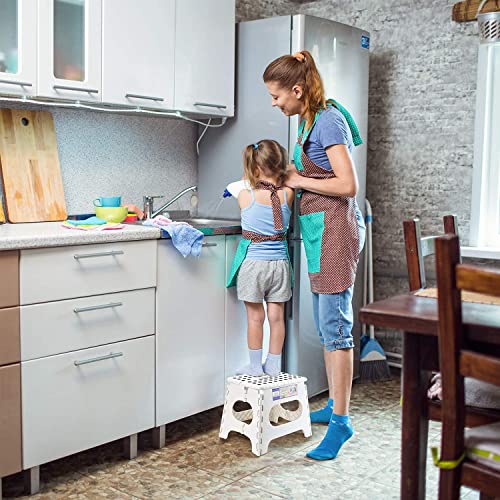 Dyforce Folding Step Stool 9 Inch, Kids Step Stool, Heavy Duty Step Stools for Adults, Compact Foot Stools, Light-Weight Toddler Step Stools for Kitchen, Bathroom, Holds Up to 300 lbs (White) - Image 4