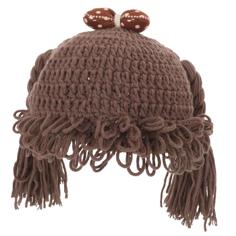 Brown Wool Knitted Beanie For Babies And Toddlers Warm Photography Gift - Image 2