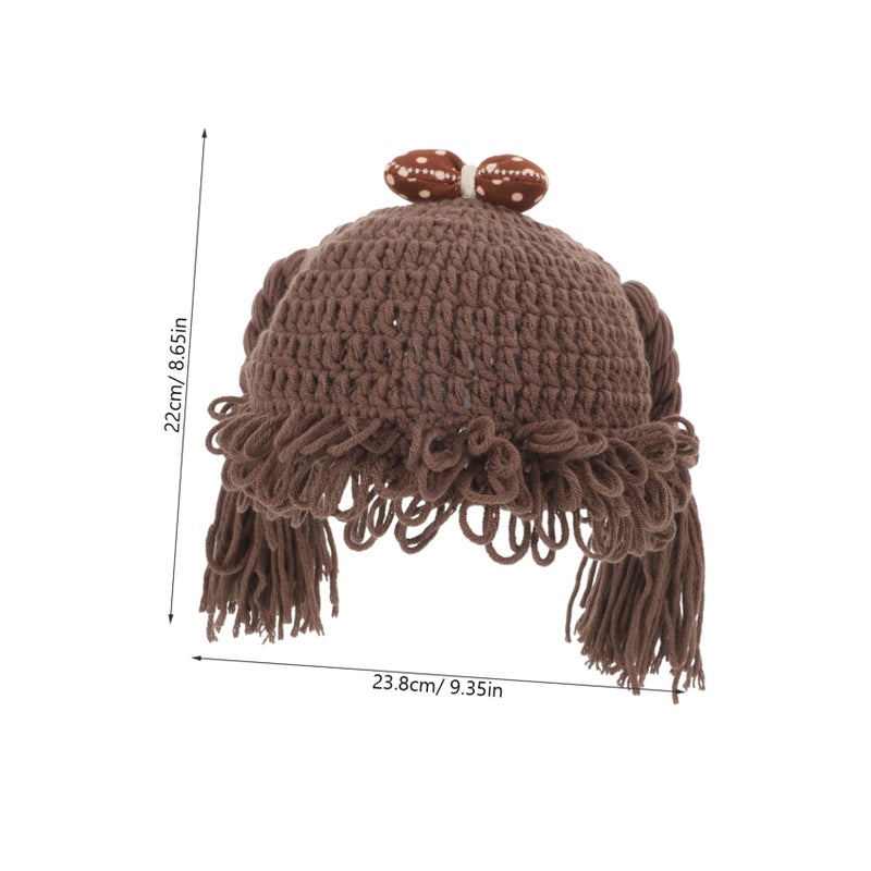 Brown Wool Knitted Beanie For Babies And Toddlers Warm Photography Gift - Image 3
