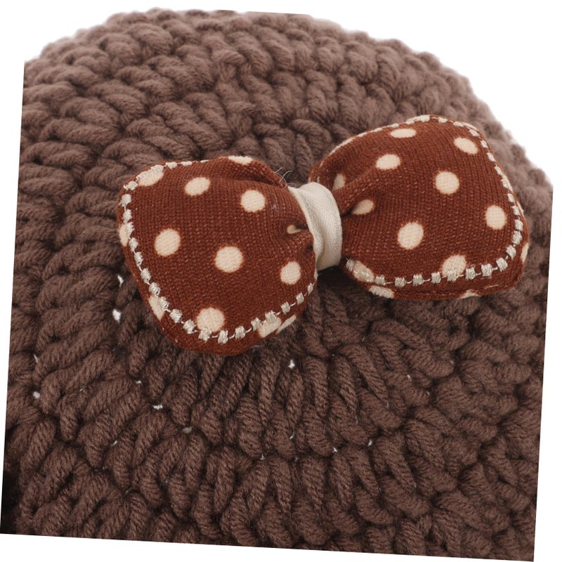 Brown Wool Knitted Beanie For Babies And Toddlers Warm Photography Gift - Image 4