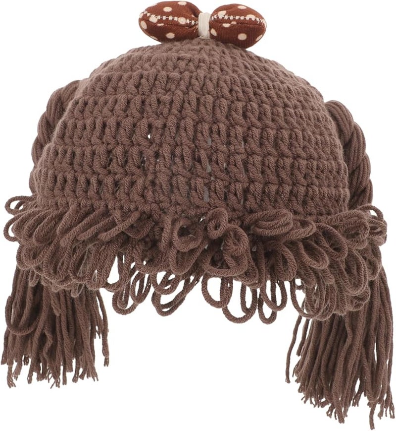 Brown Wool Knitted Beanie For Babies And Toddlers Warm Photography Gift - Image 1