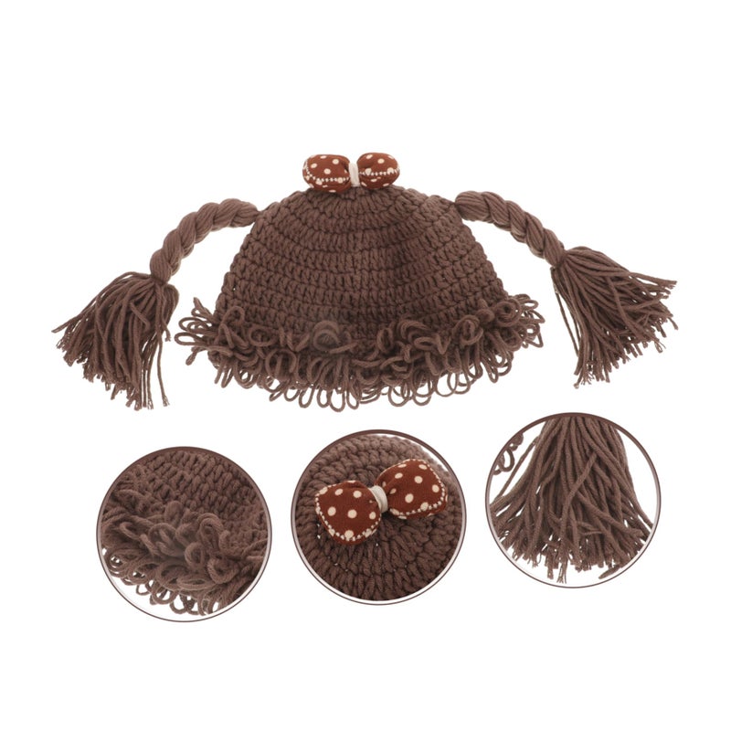 Brown Wool Knitted Beanie For Babies And Toddlers Warm Photography Gift - Image 5
