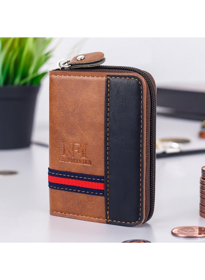 NFI essentials PU Leather 9 Slots Vertical Card Holder Credit Debit Card Holder Zipper Coin Purse for Men and Women Accordion Money Wallet Security Wallet (MW-1) - Image 5