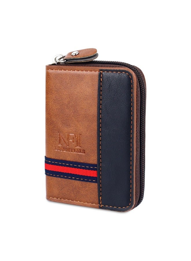 NFI essentials PU Leather 9 Slots Vertical Card Holder Credit Debit Card Holder Zipper Coin Purse for Men and Women Accordion Money Wallet Security Wallet (MW-1) - Image 1