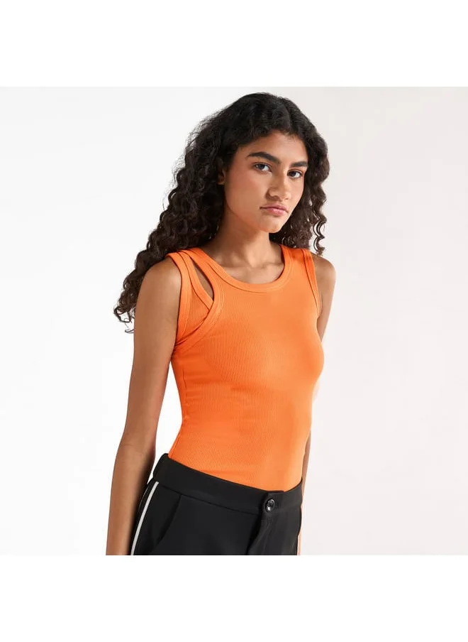 FAV Ribbed Tank Top with Round Neck