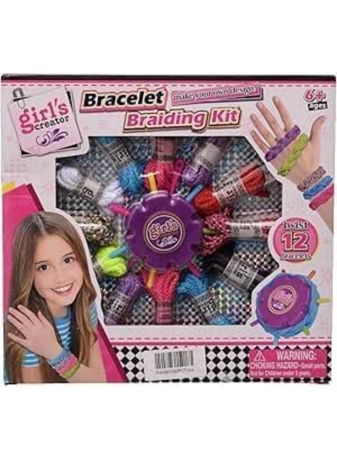 Braided Bracelet Making Kit for Girls, Make 12 Colorful String Bracelets and Braid Wheel, Fun Art Toy to Create Your Own Jewelry, Great Creative Gift for Ages 5+ - Image 1