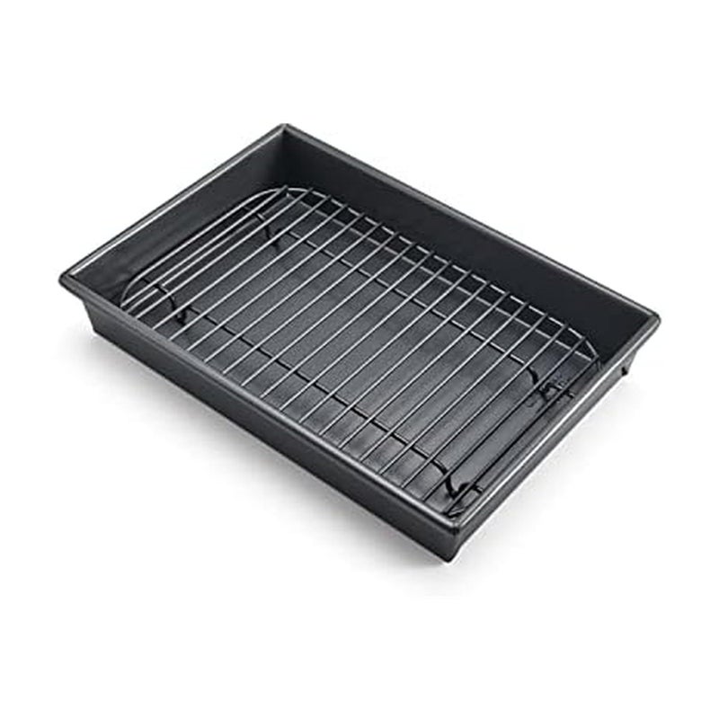 Chicago Metallic Petite Roast Pan Set with Rack, 10x7 inch Nonstick Toaster Oven Baking Pan, Perfect for Single Serving Meals and Small Batch Cooking - Image 1