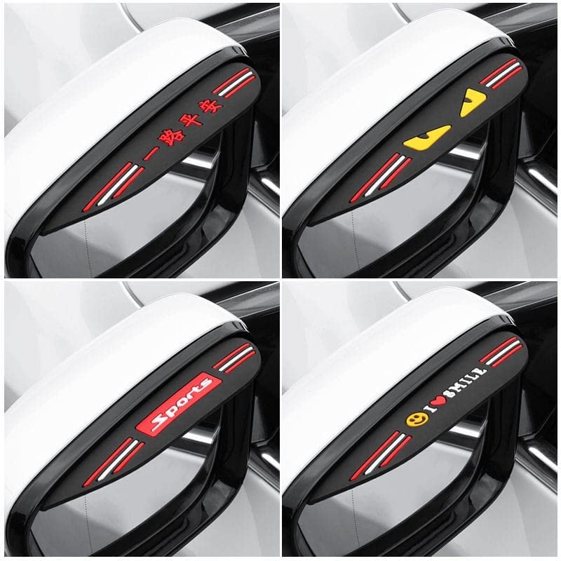 Ostin Car Side Mirror Rain Guard Set - 2 Pcs Rear View Mirror Eyebrow, 1 Blind Spot Mirror, 2 Rainproof Films for Most Cars, Trucks and SUVs (SMILEY)