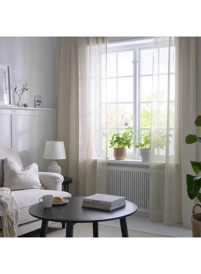 erorex Sheer curtains, 1 pair, light beige/with heading tape, 145x300 cm - Image 2