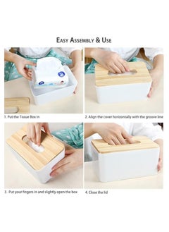 QSHOP ®Wooden Tissue Box Holder, Rectangular Tissue Holder Boxes, Removable Facial Tissue Box Holder for Bathroom, Countertop, Bedroom Cabinet, Bedside Table, Desk  - Image 4