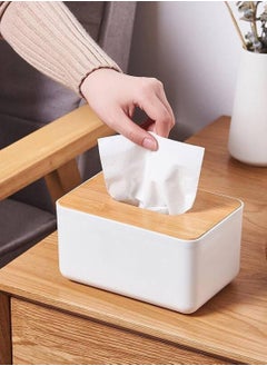 QSHOP ®Wooden Tissue Box Holder, Rectangular Tissue Holder Boxes, Removable Facial Tissue Box Holder for Bathroom, Countertop, Bedroom Cabinet, Bedside Table, Desk  - Image 1