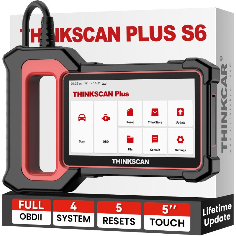 THINKCAR OBD2 Scanner ThinkScan Plus S6 ABSSRSECMTCM System Diagnostic Scan Tool with 5 Services 94 Brands Car Code Reader FCA AutoAuth Wireless Update
