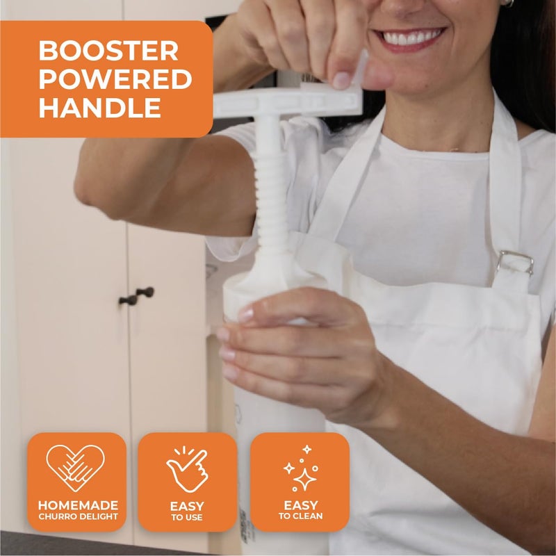 KneadEat Churro Maker Kit with Booster-powered Handle. Churrera and Piping Bag Churros Filler. Easy QR-Recipe to Prepare and Fill Your Own Churros at Home - KneadEat Cookie press - Churro press. - Image 3
