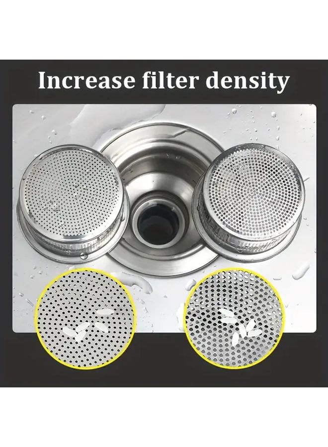 2pcs Set Stainless Steel Sink Strainer And Stopper Universal Anti Clogging Drain Filter - Image 2