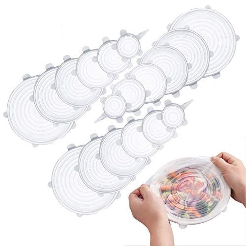 Deke Home Silicone Stretch Lids. 18 Pack to Keeping Food Fresh. Reusable, Durable and Expandable Silicon to fit Various Sizes of Bowl Covers, Cups, canneds, Pot and Pans in Dishwasher, Microwave and Freezer - Image 1