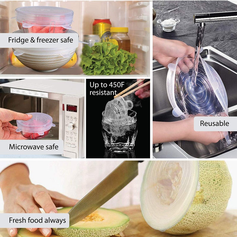 Deke Home Silicone Stretch Lids. 18 Pack to Keeping Food Fresh. Reusable, Durable and Expandable Silicon to fit Various Sizes of Bowl Covers, Cups, canneds, Pot and Pans in Dishwasher, Microwave and Freezer - Image 2