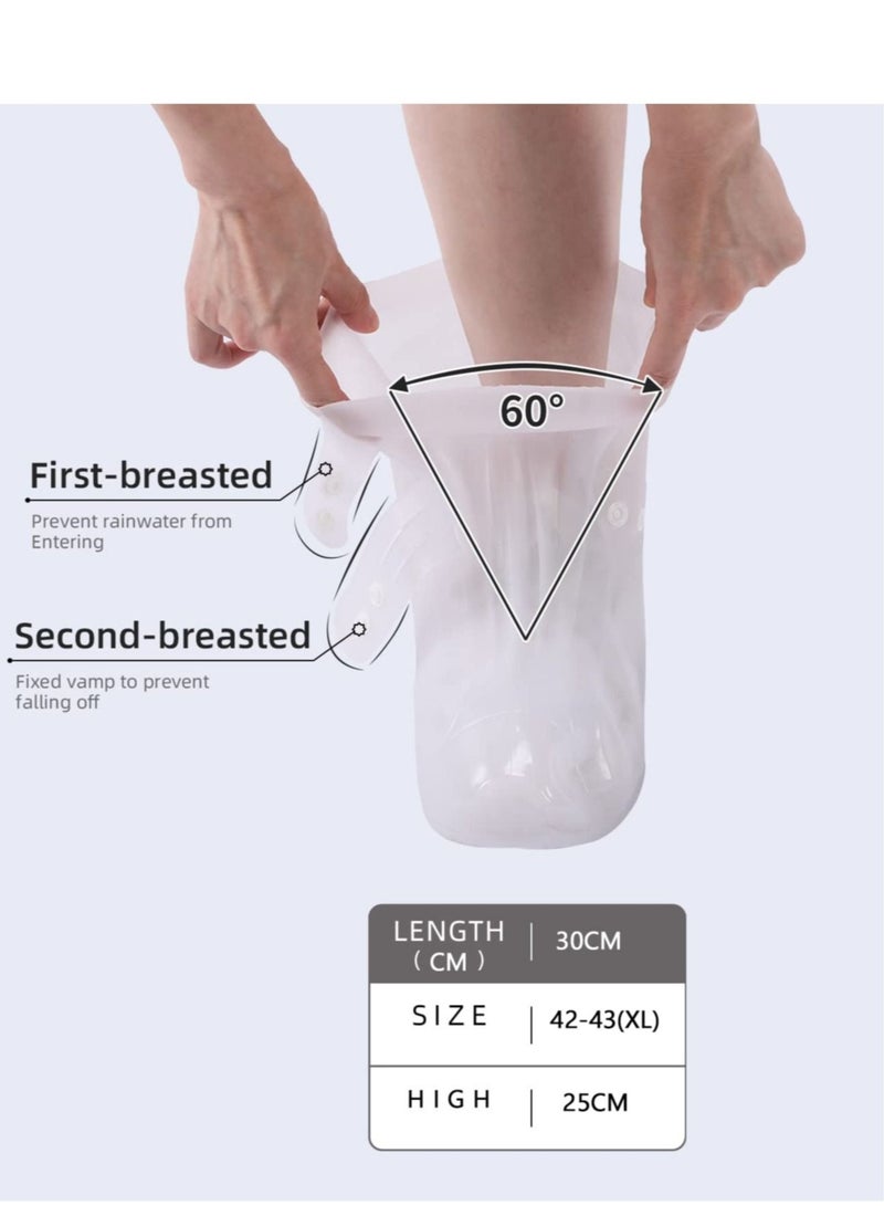 Waterproof Rain Shoe Covers Foldable Storage PVC Non Slip Shoe Covers 1 Pair of Reusable High Top Ankle Protectors Suitable for Outdoor Riding Camping Fishing Travel Etc. (XL, White) - Image 5
