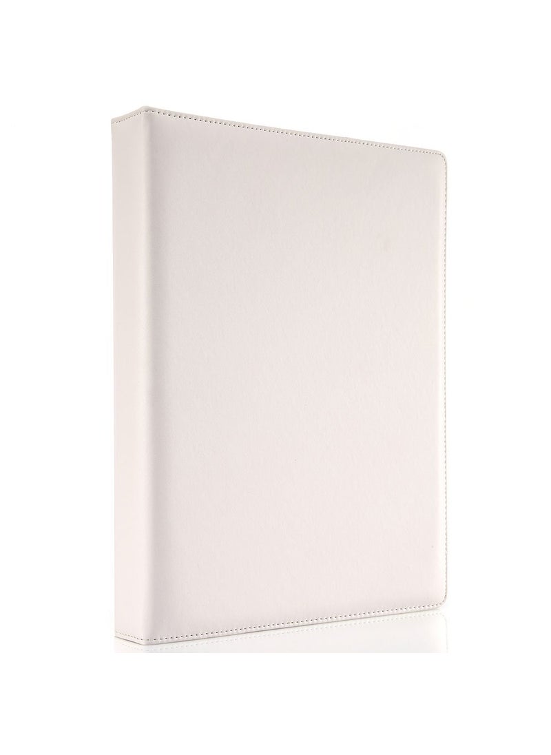 KINGFOM KINGFOM A4 Faux Leather Padfolio Ring Binder Business File Folder Document Holder with Card Holder (3 Ring Binder White)  - Image 1