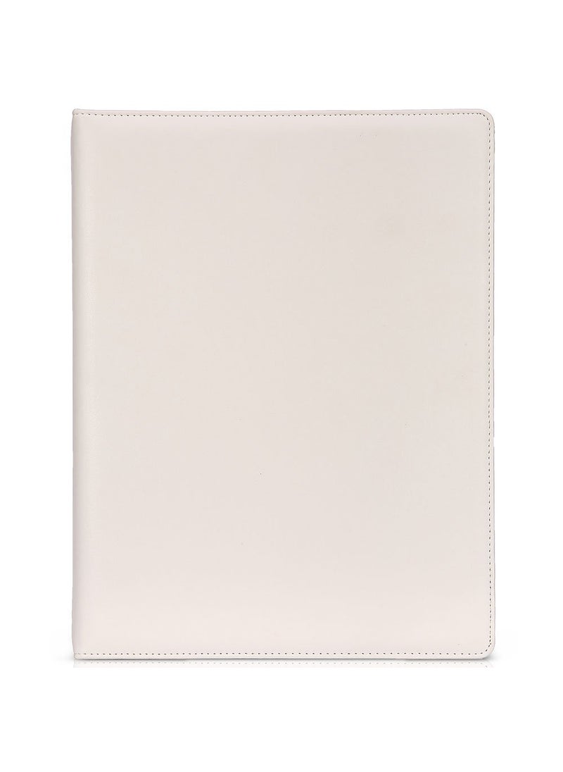 KINGFOM KINGFOM A4 Faux Leather Padfolio Ring Binder Business File Folder Document Holder with Card Holder (3 Ring Binder White)  - Image 2