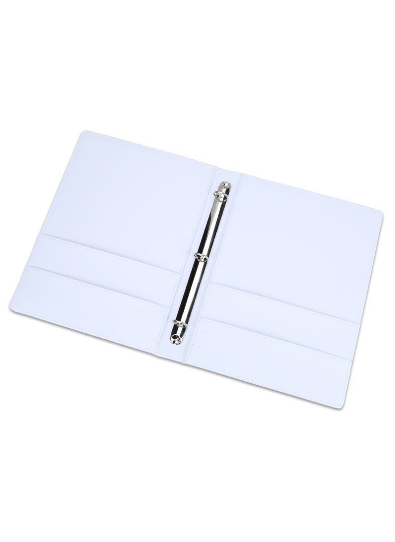 KINGFOM KINGFOM A4 Faux Leather Padfolio Ring Binder Business File Folder Document Holder with Card Holder (3 Ring Binder White)  - Image 4
