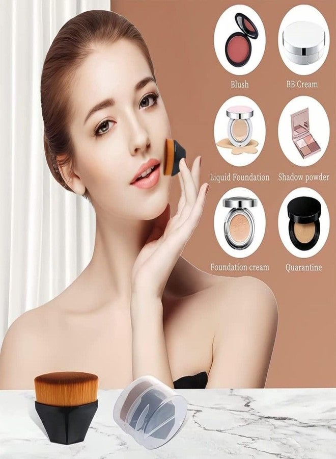 Akshify Foundation Makeup Brush Flat Top Kabuki Face Brush with Hexagon Grip | Petal-Shaped Soft Dense Bristles for Liquid, Cream & Powder Blending | Makeup Brush with Protective Case - Pink - Image 4