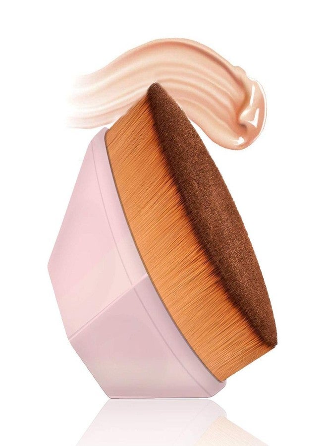Akshify Foundation Makeup Brush Flat Top Kabuki Face Brush with Hexagon Grip | Petal-Shaped Soft Dense Bristles for Liquid, Cream & Powder Blending | Makeup Brush with Protective Case - Pink - Image 1