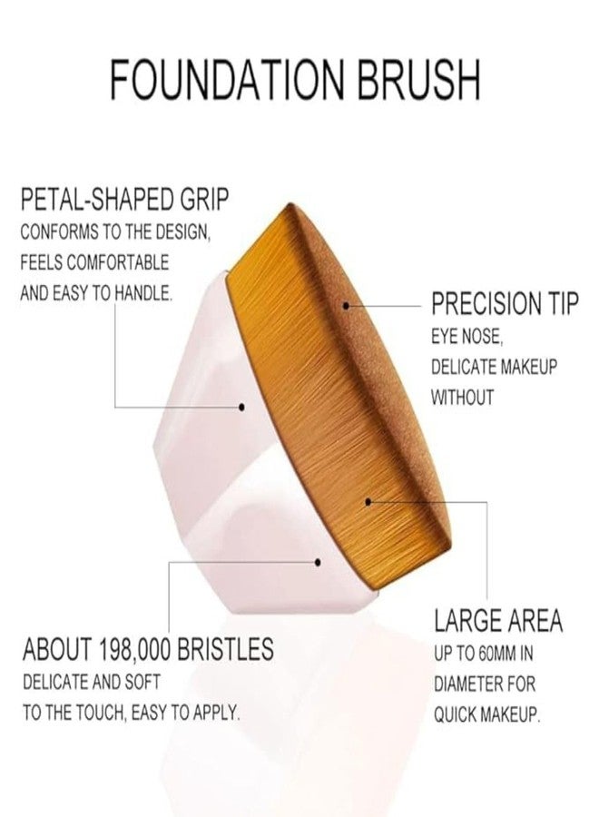 Akshify Foundation Makeup Brush Flat Top Kabuki Face Brush with Hexagon Grip | Petal-Shaped Soft Dense Bristles for Liquid, Cream & Powder Blending | Makeup Brush with Protective Case - Pink - Image 3