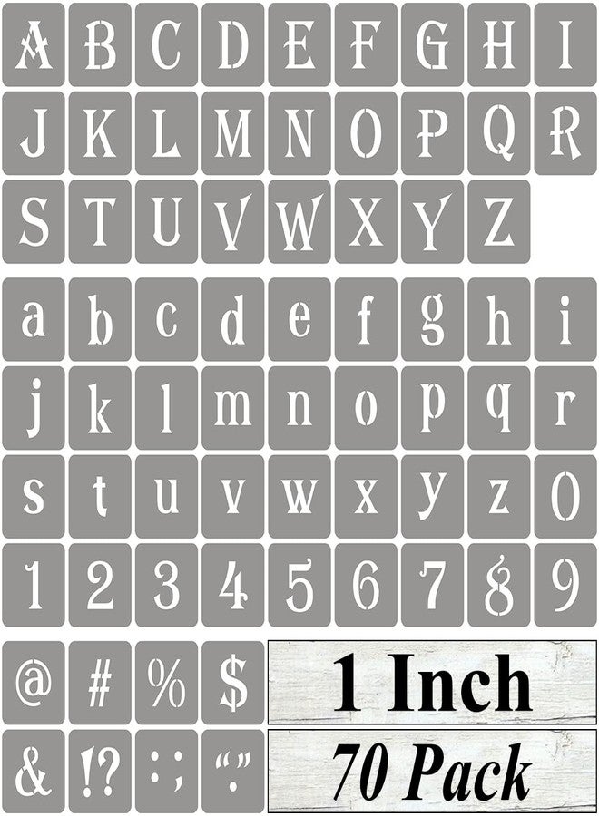 REOLAN 1 Inch Alphabet Letter Stencils for Painting - 70 Pack Letter and Number Stencil Templates with Signs for Painting on Wood, Reusable Alphabet and Numbers Stencils for Chalkboard Wood Signs & Wall Art - Image 1