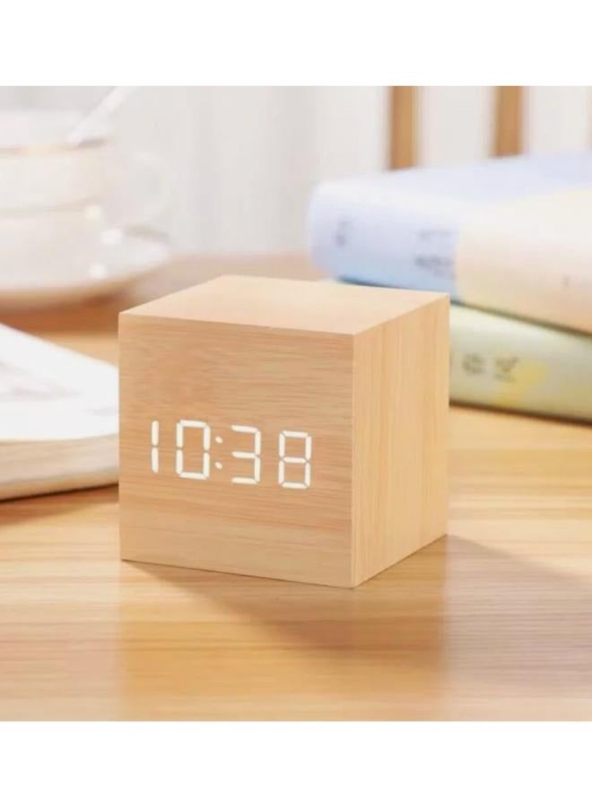 Modern Multifunctional Desktop Electronic Wooden LED Digital Alarm Clock with Temperature and Humidity - Image 1