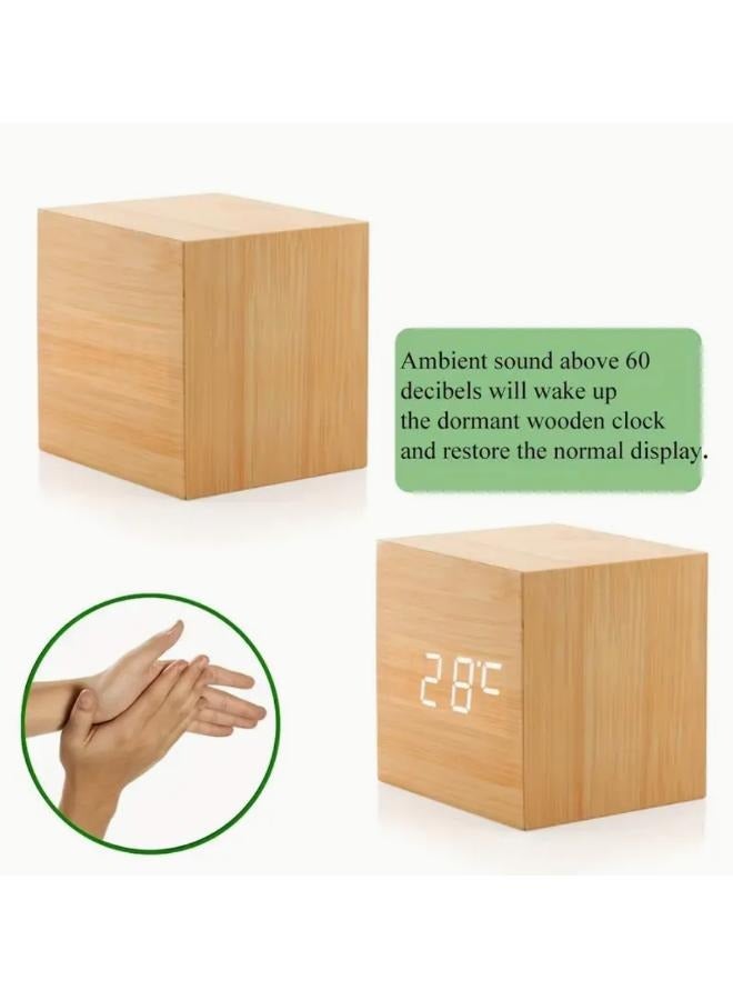 Modern Multifunctional Desktop Electronic Wooden LED Digital Alarm Clock with Temperature and Humidity - Image 3