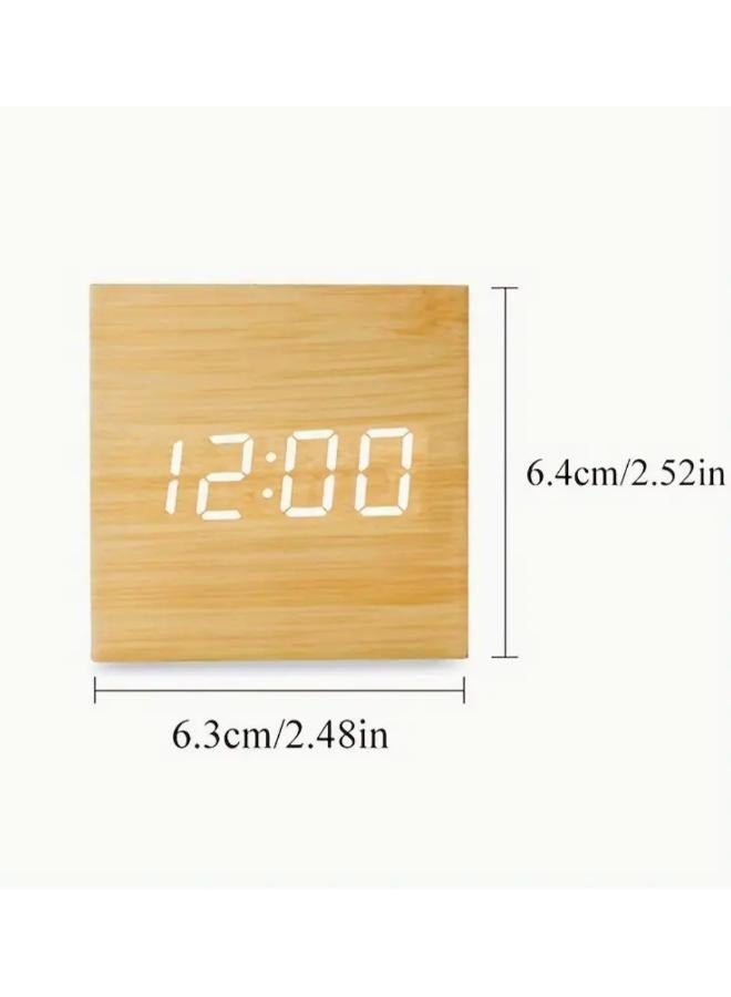 Modern Multifunctional Desktop Electronic Wooden LED Digital Alarm Clock with Temperature and Humidity - Image 2