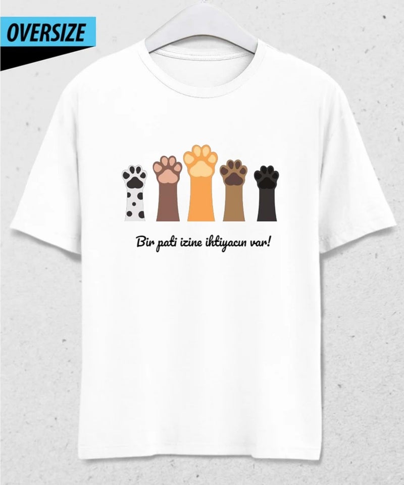 Hena You Need A Paw Print! Oversize T-Shirt White 