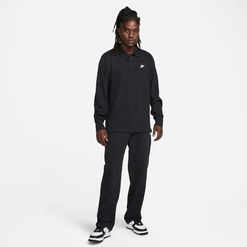 Nike Black Men's Club Long-Sleeve Polo Shirt for Men | Best Price UAE